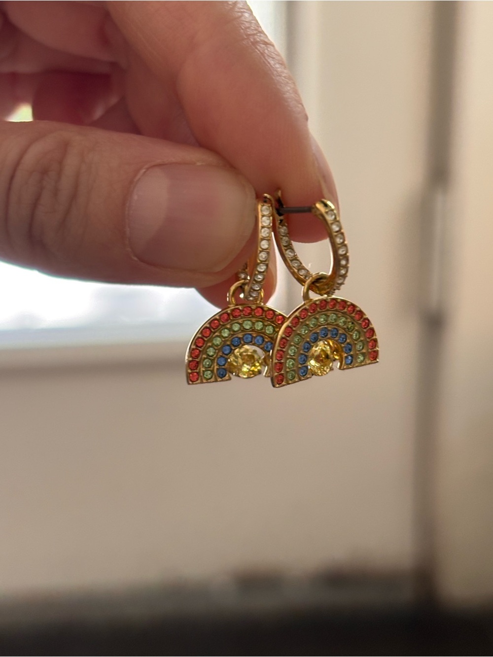 Swarovski Crystal Sparkling Dance Rainbow Pierced Earrings, Gold-Tone Plated